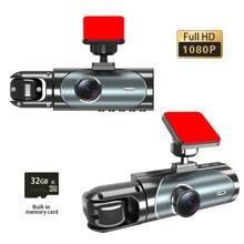Dual Lens Dash Cam With Night Vision, Dual 1080P Front And Embedded Cameras, Wide Angle Car DVR, 3.16" IPS Screen, 24-Hour Motion Sensor Parking Mode, 32GB Memory Card Loop Recording Battery Capacity 150mAh