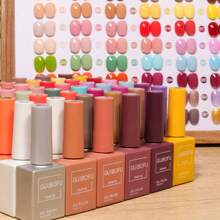 Set de 48 piezas de esmalte de uñas en gel de 15ml, serie de 48 colores con acabado brillante de otoño. Esmalte semipermanente con brillo y lentejuelas. Set de kit de arte de uñas con esmalte UV, todo en un solo color por frasco, para manicura y diseño de uñas.