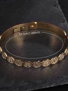 1pc Stainless Steel Retro Punk Bracelet, Minimalist Design, Unisex, Punk Hip-Hop Fashion Accessory Gift - Antique Silver Stainless Steel Bracelet - View 3