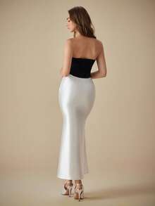 翻盖口袋纽扣前牛仔抹胸 - 黑色 - 查看 6