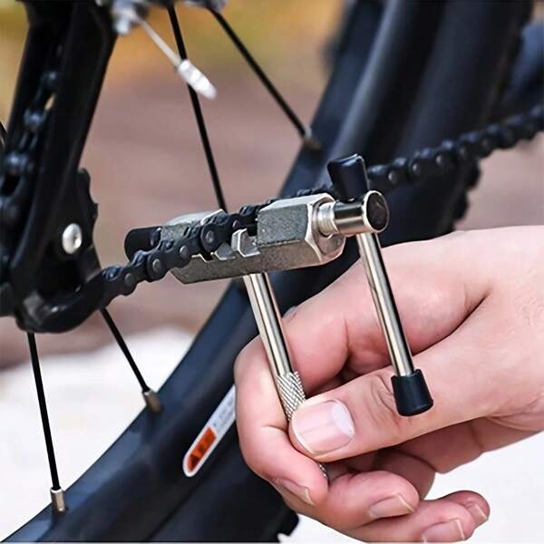 1 pieza Herramienta cortadora de cadena de bicicleta de montaña, herramienta desmontadora de cadena, recortador de cadena de velocidad única y herramienta de reparación de cadena de bicicleta