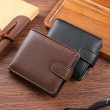 Men's Vintage Casual Business Short Wallet With Snaps Multi-Fold Card Slots Coin Pocket Large Capacity Multi-Function Credit Card Holder Suitable For Men Boy Commute Work Outdoor Men Gift Wallet Mini Wallet Purse Wallet Men Wallet Leather Small Wallet