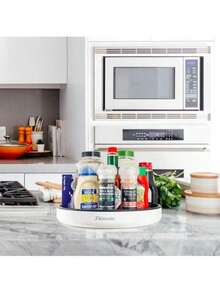 1 buah Baki Penyimpanan, Organizer Botol Bumbu Putar Satu Lapis, Rak Penyimpanan Putar Bulat Multifungsi untuk Rumah, Cocok untuk Dapur, Ruang Tamu, Kamar Mandi dan Kamar Tidur, Pengorganisasian dan Penyimpanan Rumah, Perlengkapan Rumah - Rak Penyimpanan Meja Multifungsi, Cocok untuk Bumbu, Minyak. - MultiWarna - View 7