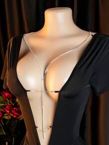 Ladies' Sexy Underwear, Hollow Metal Chain Splicing Skirt, Elegant Women's Nightgown, Bed Seduction Clothes, Passion Robe - màu đen - Xem 4