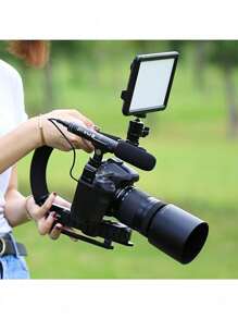 Universeller Kamera-Stabilisator für DSLR/Smartphone | 360° verstellbare U-förmige Stativhalterung mit rutschfestem Griff | Tragbarer ABS-Vlogging-Ständer für Outdoor-Aufnahmen & Videos | Werkzeuglos kompatibel mit iPhone, Android-Handy für Sommerurlaub, Reise-Vlog, Outdoor-Aktivitäten, Live-Streaming, stabilisierter Vlogging-Gimbal-Stabilisator Handystabilisator