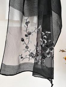 优雅刺绣真丝围巾，透气防风设计，时尚百搭，适合日常佩戴，旅行度假防晒头巾，无羽毛，可干洗，适合约会，生日派对礼物