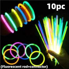 200pcs Party Fluorescent Light Glow Stick Hand Trowel Necklace Neon Lights Wedding Party Glow Stick Bright Color Glow Stick Random Color, Party Atmosphere Stick, Glow Stick, Party Gift, Halloween Gift, Halloween Party Props (Quantity Is Glow Stick+Connector)