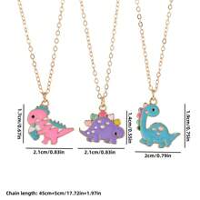 3Pcs/Set Cartoon Dinosaur Best Friend Necklace BFF Friendship Jewelry Gifts For Girls