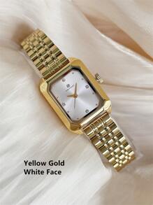 Pablo Raez 1pc Ladies Vintage Watch 18K Gold Jewelry Stainless Steel Bracelets Chain Summer Accessories Wristwatch Silver Color Non Tarnish Top Level AAA Original Charming Hours High Quality Women Watch Luxury Dress Watch IPS Plated Elegant Brand New Rectangle Gorgeous Design Quartz Watch