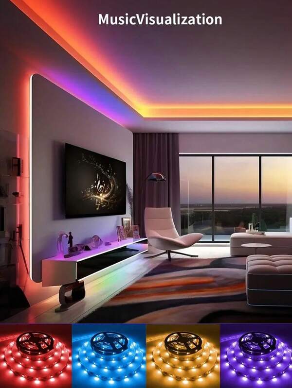 1 Set Of 1M/2M/3M/5M Black LED Strip Lights, RGB 3-Key Controller, USB Powered, 5V 5050 Wall Mounted Lights, Suitable For Home Decor, Living Room, Bedroom TV Backlighting