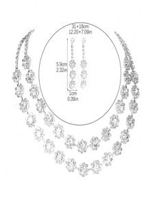 2pcs Sparkling Rhinestone Bridal Jewelry Set For Women
