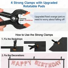 TOKQI 背景架 300cmx200cm（宽x高）摄影工作室可调节背景架支撑套件，含绿色幕布、2 个三脚架、4 个横杆、4 个夹子和便携包，适用于派对、活动装饰、婚礼、摄影 - 彩色 - 查看 7