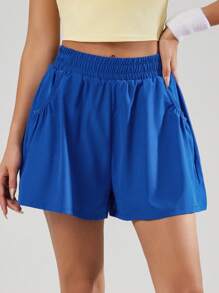 VUTRU 1 pieza VUTRU Pantalón corto con elástico en la cintura y bolsillos, ligero para estudio de yoga, gimnasio, verano