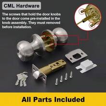 CML Hardware Keyed Entry Door Knob Set, Entran Door Lock In  Stainless Steel For Exterior And Interior, Round Ball Handle, 1 Pack - 1+Stain Stainless - View 6