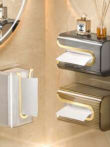 1 件壁挂式纸巾盒、厨房和浴室纸巾分配器、悬挂式纸巾架，无需钻孔