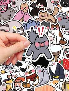 50 件猫贴纸手册笔记本电脑手机壳行李滑板头盔装饰贴纸，适用于学校用品，返校 - 彩色 - 查看 4