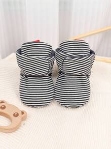 Fashionable Stripe Design Infant Socks, Simple & Comfortable Hook And Loop Easy On/Off