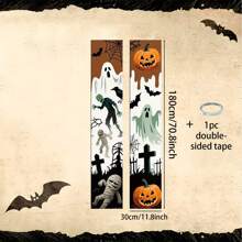 1pc Halloween Horror Ghost & Pumpkin Pattern Couplet, Suitable For Halloween Party, Holiday Party, Home Decor, Perfect For Halloween Decoration Couplet Fall Decor Room Decor Autumn Decor