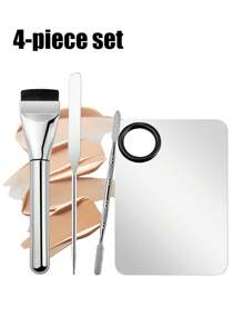 4pcs. Makeup Mixing Palette, Professional Stainless Steel Makeup Tool Palette Set, Palette, Color Mixing Stick, Foundation Make-Up Shovel, Foundation Make-Up Brush, Nail Eye Shadow With Scraper Tool, Eyelash Makeup Professional Pigment Mixing. 1/2pcs - Multicolor - View 9
