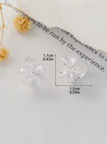 2pcs Minimalist Five-Petal Flower Ear Studs With Zirconia, Elegant & Versatile Earrings For Women