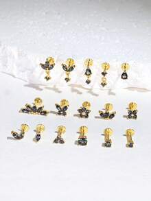 1 chiếc khuyên tai đá mắt ngựa cầu vồng 925 bằng bạc Sterling dành cho nữ khuyên tai phẳng trang sức tối giản quà tặng sụn xoắn cho tiệc cưới của cô ấy trang sức cao cấp - Vàng - Xem 10