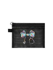 Mesh Zipper Storage Bag, Printed With Bow Stethoscope Pattern, Multi-Function Storage Bag, Medicine Storage, Beach Vacation Toiletries Bag, Transparent Mesh Storage Bag, Multi-Function Travel Bag, Air Cushion Storage, Portable Storage Bag, Student Stationery Bag - متعدد الألوان - مشاهدة 14