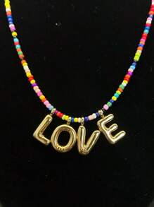1pc Colorful Handmade Beaded Letter Necklace, Gift For Girls - Cute Letter Necklace For Teen Girls, Women's Fashion Letter Necklace For Girls, Personalized Birthday Back To School Gift For Kids Christmas