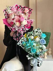 20 Stücke/Packung Reißfestes Blumen-Packpapier mit Leoparden-Muster im europäischen Stil, ideal für Blumenarrangements & Geschenkverpackung