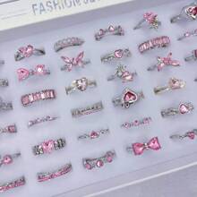10pcs/Pack Cubic Zirconia Embellished Alloy Rings Set For Women, Sweet & Romantic Assorted Styles Openable Finger Rings, Ideal For Party, Wedding, Daily Wear, Fashion Jewelry Best Gift Pack, Random Style