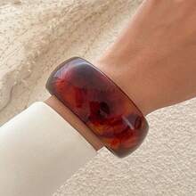 1 pièce Bracelet rond de style vintage, version large, bracelet acrylique tie-dye asymétrique pour femmes, à porter au quotidien