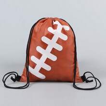 5pcs Sports Drawstring Bags, Football/Rugby/Basketball Styles, Water-Resistant Polyester Children Backpack - Multicolor - View 3