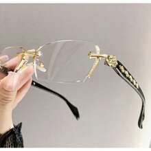 New Chrome Heart Cox Ucker Square Frame Metal HD Anti-Blue Light Glasses, Reading And Computer Game Goggles, Daily Use Glasses For Men And Women - A - 查看 2