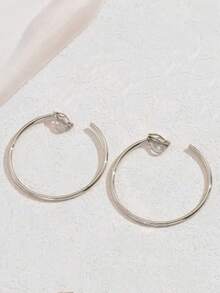 2 件时尚个性化金属圆形夹式耳环朋克风格金属圈耳环超大耳环适合无耳洞耳朵