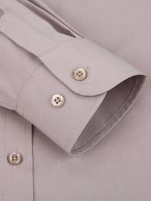 Men's Solid Color Button Down Shirt - Wrinkle Free Easy Care Casual Dress Shirt, Slim Fit Office & Daily Wear - Màu Xám nhạt - Xem 5