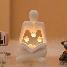 1件装艺术高级抽象人物郁金香夜灯，创意装饰，卧室装饰，生日礼物，简约装饰配件，现代家居装饰，适用于客厅和卧室，中心装饰，母亲节礼物，毕业礼物，婚礼装饰（图片中的光线可能会造成色差。实际产品为白色。请参考详情图了解更多信息。）