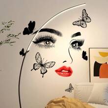 2 Stück schöne Augen Wandaufkleber Dorm Dekoration, rote Lippen Schmetterling Wandkunst, wiederverwendbare selbstklebende Vinyl Wandtattoo, Wohnzimmer Schlafzimmer Dekoration