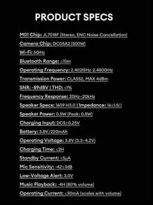 HYUNDAI M01 AI Smart Glasses, Bluetooth Earphones, Smart Translator, Cross-Language Communication Voice Assistant, Built-In Camera, Ultra-Long Battery Life, Low Latency, Music, Call, Conference, Office, Business, Travel, Wireless Glasses Earphones