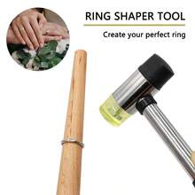 珠宝商橡胶锤木槌配木戒指心轴尺寸调整器戒指整形器修理工具珠宝制作套件，DIY 是手工工艺品的好帮手，非常适合初学者和珠宝商，易于上手
