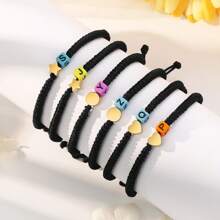 Brățară cu pandantiv personalizabilă cu 2 litere, set personalizat din două piese, brățară țesută cu litere, potrivită pentru purtare zilnică în facultate, personalizabilă, accesorii aurii, la modă, colorată, retro, simplă, neutră, casual, drăguță, personalizată, unică, cadou ideal pentru el, cadou ideal pentru ea, iubit, iubită, tată, mamă, familie, prieteni, aniversare, zi de naștere, ceremonie de absolvire, petrecere dansantă, bijuterii din oțel inoxidabil