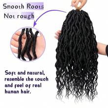 1/6 包仿辫子钩针假发，女士柔软辫子，16/24 英寸女神钩针卷发，辫子，波西米亚风格合成编织接发，1B - 黑色 - 查看 4