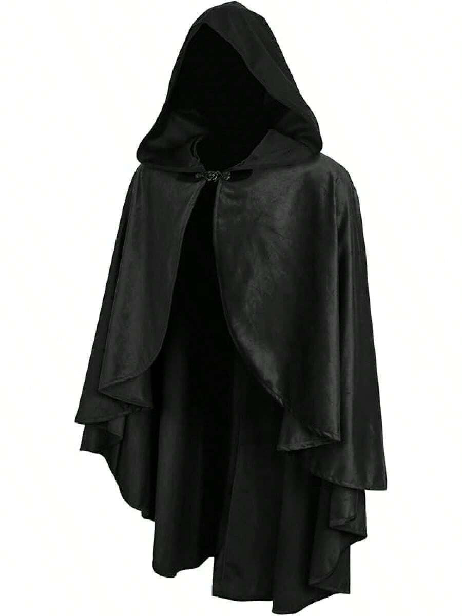 Fairy Hooded Cloak Renaissance Costume, Medieval Wizard Witch Cape, Enchanted Forest Cosplay Cape - màu đen - Xem 1