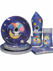 10pcs/20pcs/50pcs Outer Space Theme Birthday Party Decorations Supplies Galaxy Party Tableware Set Includes Paper Plates Napkin Cup Galaxy Space Astronauts Theme Party Decorations For Babe Shower Birthday Party