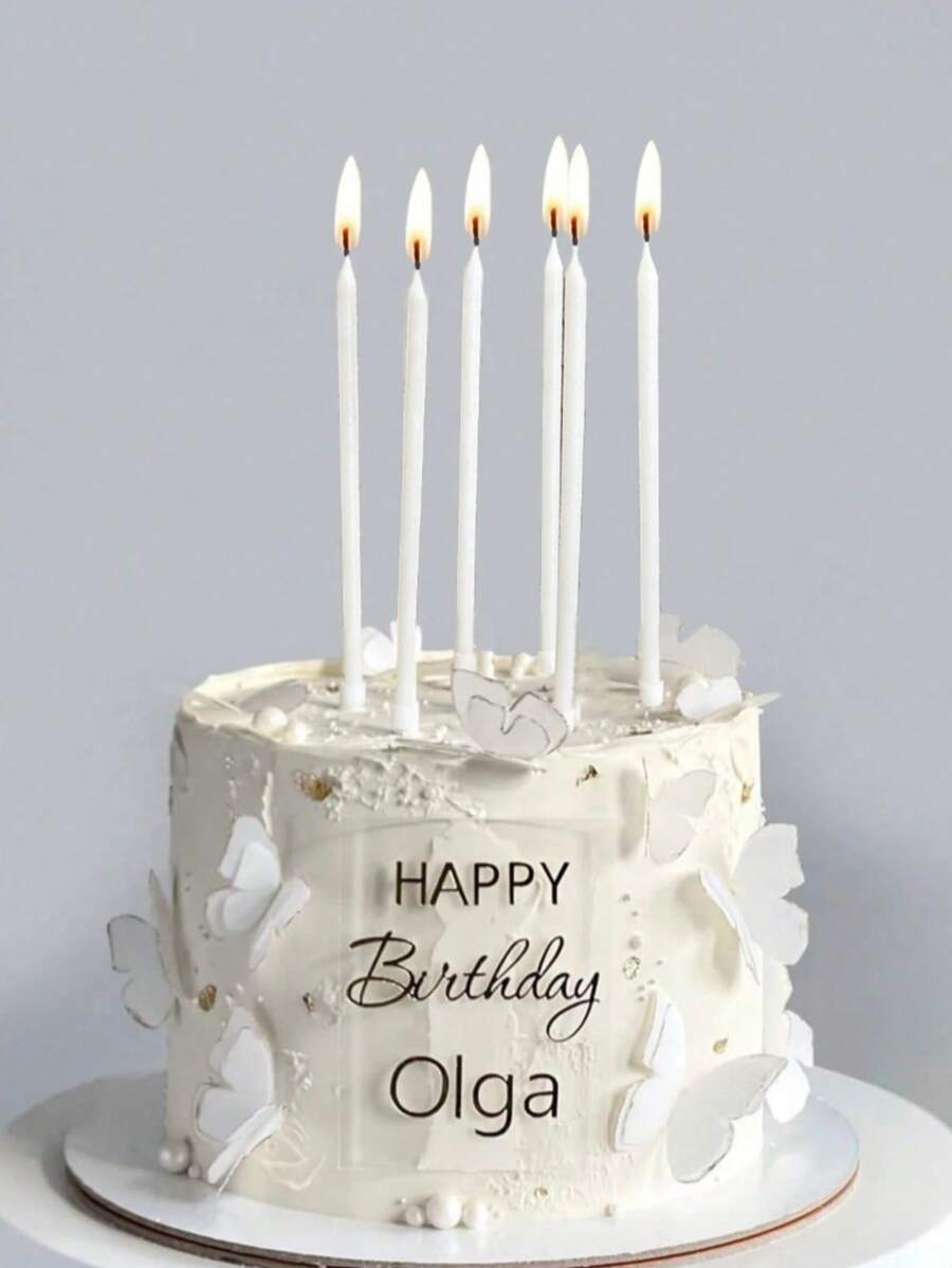 6 件白色直锥形蜡烛，高品质蜡烛，适合生日派对、蛋糕、婚礼、节日