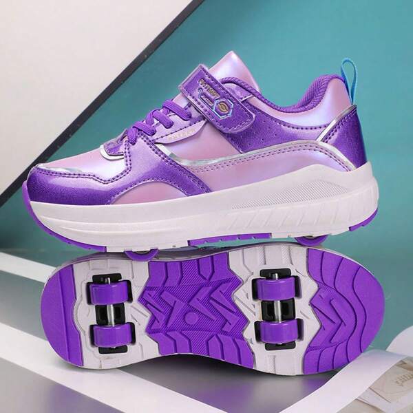 Zapatos de patinaje de estilo casual y de moda para estudiantes, con 4 ruedas y cierre de gancho y bucle, patines de ruedas unisex de verano para adolescentes, zapatos con ruedas para usar tanto para caminar como para patinar en exteriores