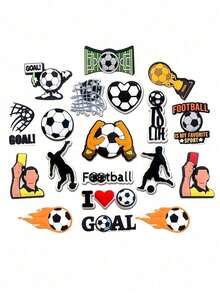 19pcs Football Series Shoe Decoration Charms For Clogs Bubble Slides Sandals, PVC Shoe Decorations Beach Bag Accessories Gift Idea For Birthday Christmas Party Favors, Decorations Gift Ideas - Multicolor - View 1