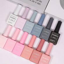 Set de 48 piezas de esmalte de uñas en gel de 15ml, serie de 48 colores con acabado brillante de otoño. Esmalte semipermanente con brillo y lentejuelas. Set de kit de arte de uñas con esmalte UV, todo en un solo color por frasco, para manicura y diseño de uñas.
