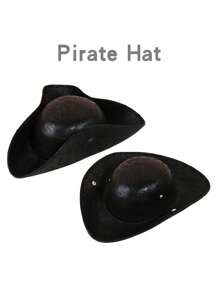 1 pieza Sombrero de pirata de unicolor unisex, sombrero tricornio de marinero para fiesta de disfraces, actuación en el escenario, cosplay, gorra de capitán de moda