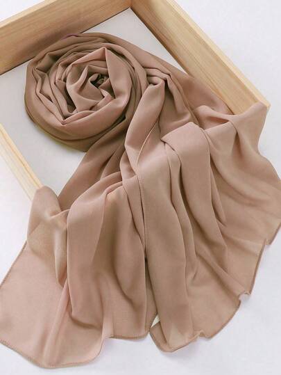 1pc Elegant Solid Color Chiffon Scarf, Suitable As A Gift For Women