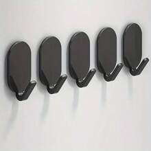 5pcs Heavy Duty Adhesive Hooks - No Drill Needed, Great For Bathroom & Toilet, Multi-Function Wall Mounted Hanger For Clothes, Towels And Robes, Bathroom Accessories | Modern Wall Mounted Hanger | Easy Installation Hooks, Bathroom Towel Rack