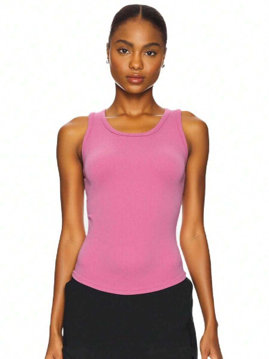 Gładka, swobodna dzianinowa kamizelka z prążkowanego materiału, plażowa, domowa, letnia